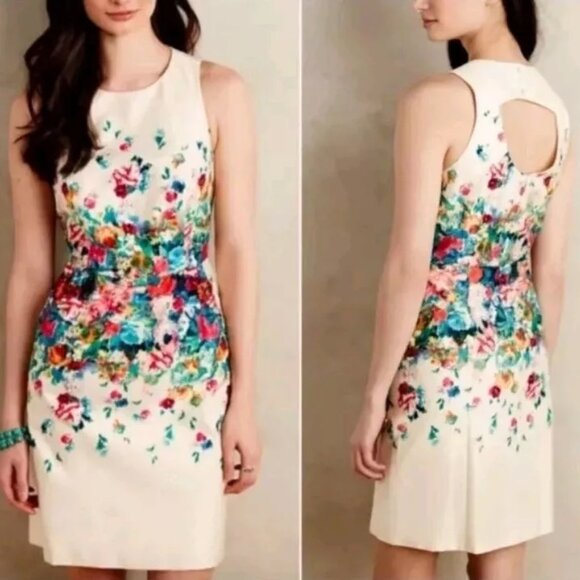 Gorgeous Maeve Watercolor Floral Print Sheath Dress Size 2 with POCKETS!! - Picture 9 of 9